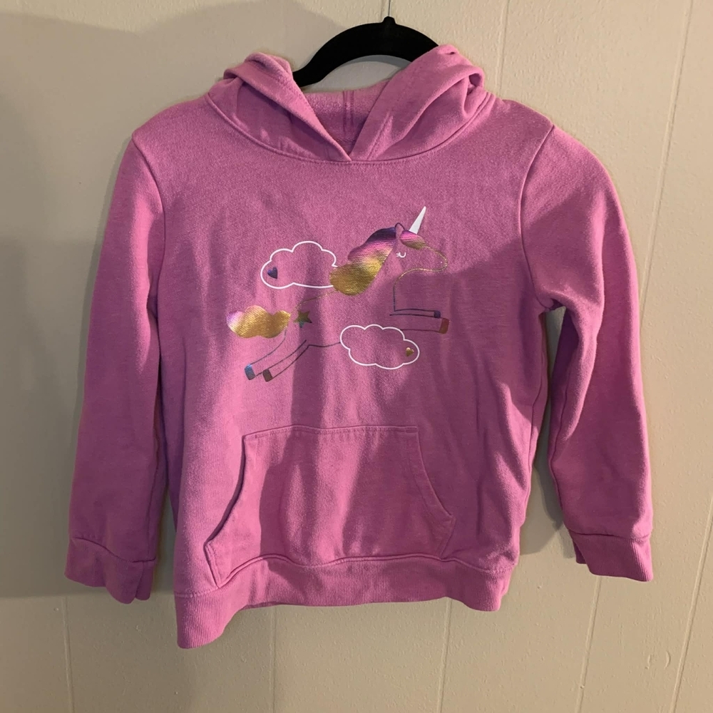 Cat And Jack Pink Unicorn Girls Medium 7/8 Hoodie